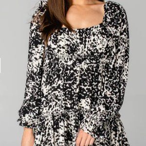 Buddy Love Doris Tiered Mini Dress In Domino